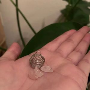 rose quartz and cage pendant